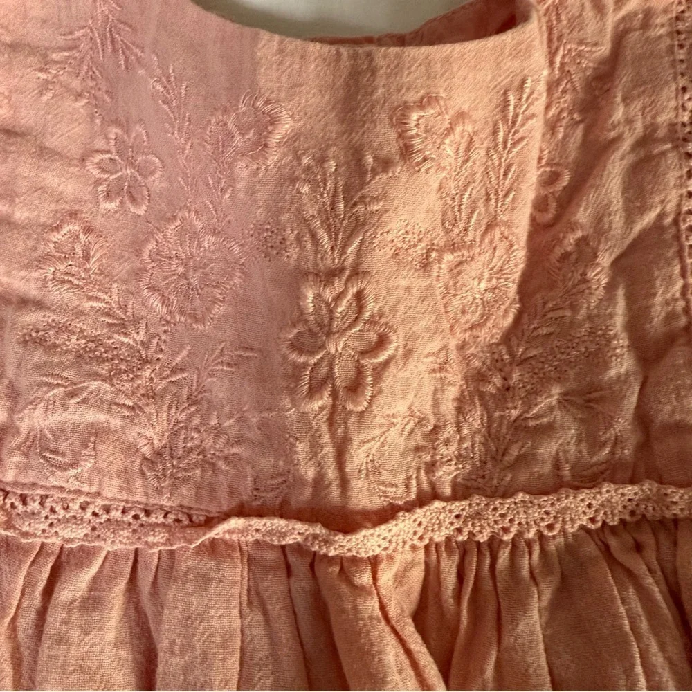 Tommy Bahama Baby Toddler Dress Ruffle Sleeve Embroidered Pink Lined Size 3T